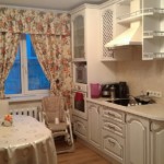 Classical kitchen with colorful curtains