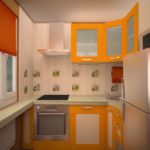 تصميم المطبخ مع الأثاث البرتقالي