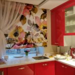 Red suite in a small kitchen