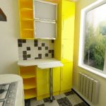 Yellow set in a small kitchen area