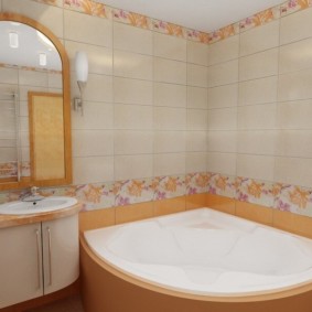 קישוט קיר בחדר האמבטיה עם אריחי קרמיקה מלבניים