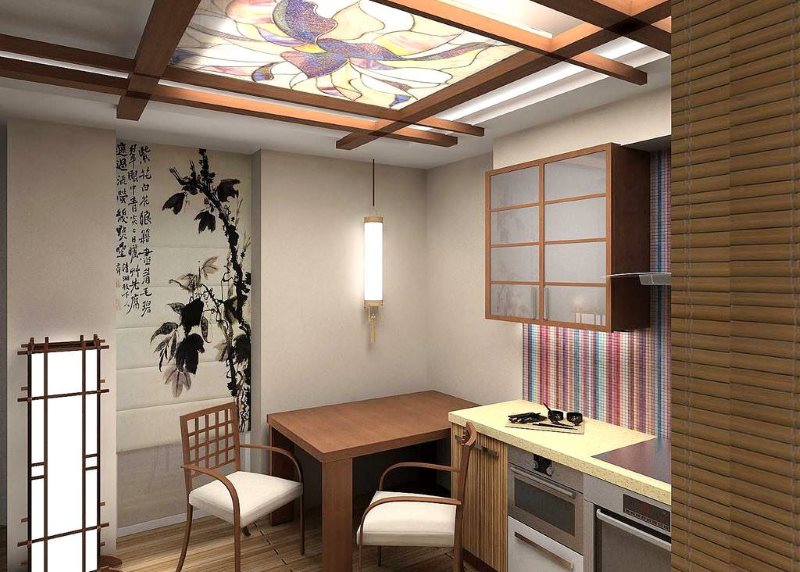 Design de bucătărie compactă în stil japonez