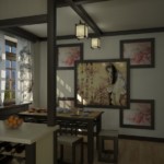 Kitchen wall decor with paintings as part of