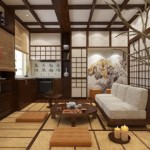غرفة معيشة ومطبخ على الطراز الياباني