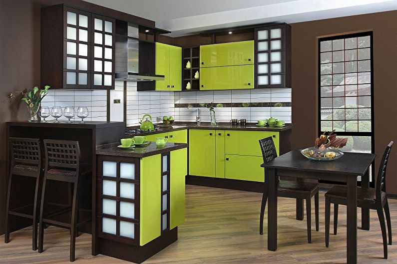 Japanese cuisine design with green furniture