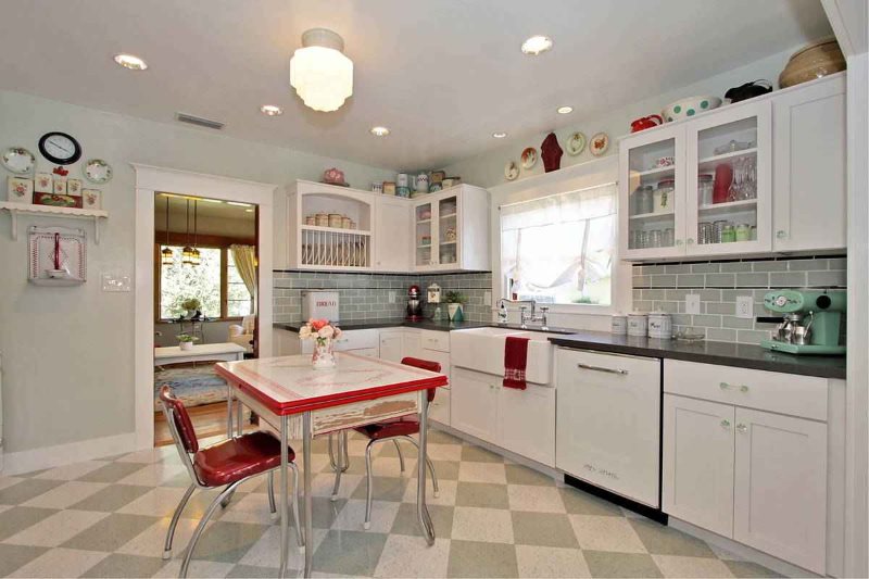 Retro style bright kitchen decor