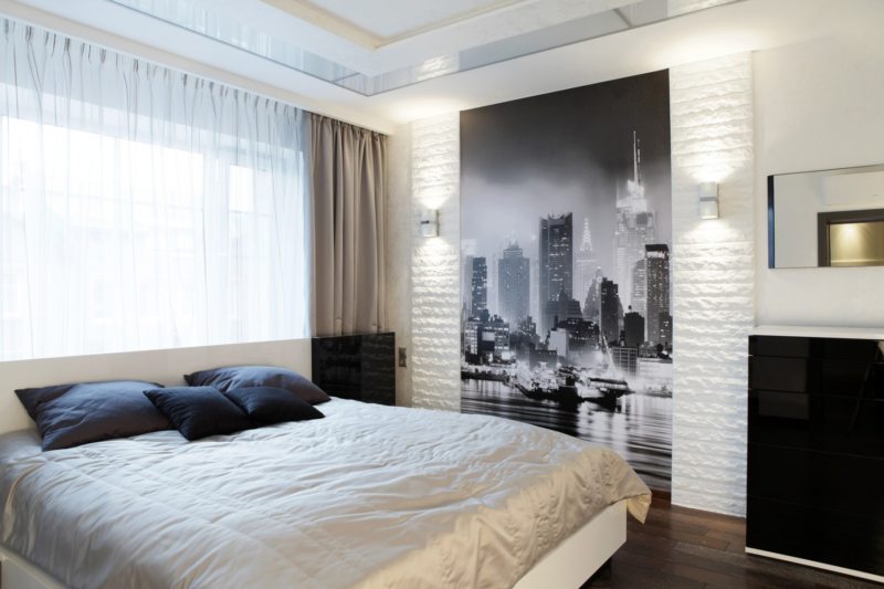 црно-беле идеје за дизајн спаваће собе