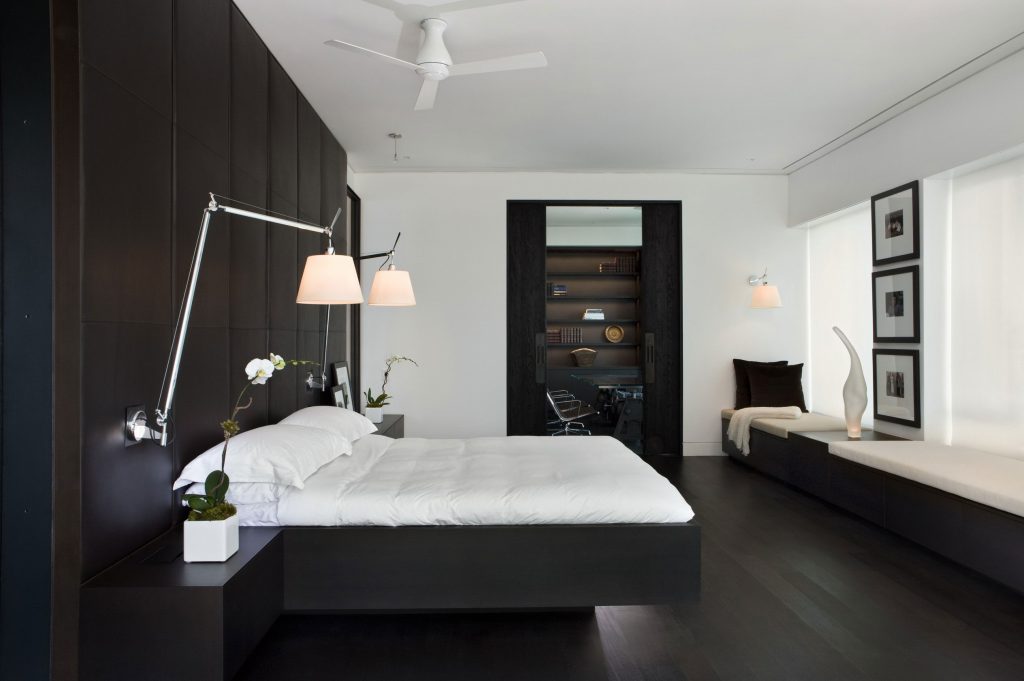 idei de design alb-negru pentru dormitor