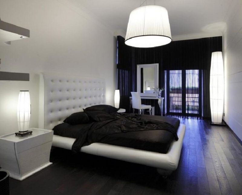 Idea dalaman bilik tidur hitam dan putih