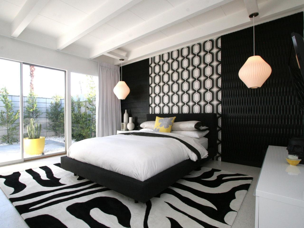 црно-бели дизајн спаваће собе