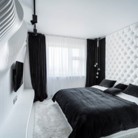 black and white bedroom photo interior