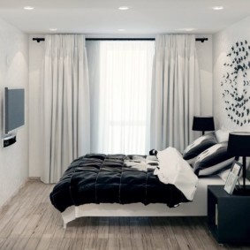 siyah ve beyaz yatak odası dekorasyon fotoğraf