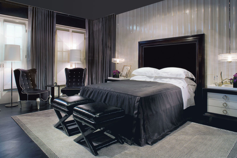 juodos ir baltos spalvos miegamojo dekoravimo idėjos