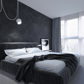 juodos ir baltos spalvos miegamojo interjero idėjos