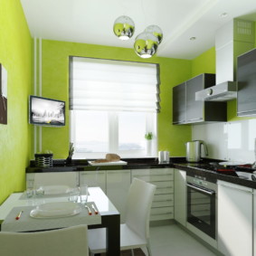 צבע הקירות בסוגי התמונות של המטבח