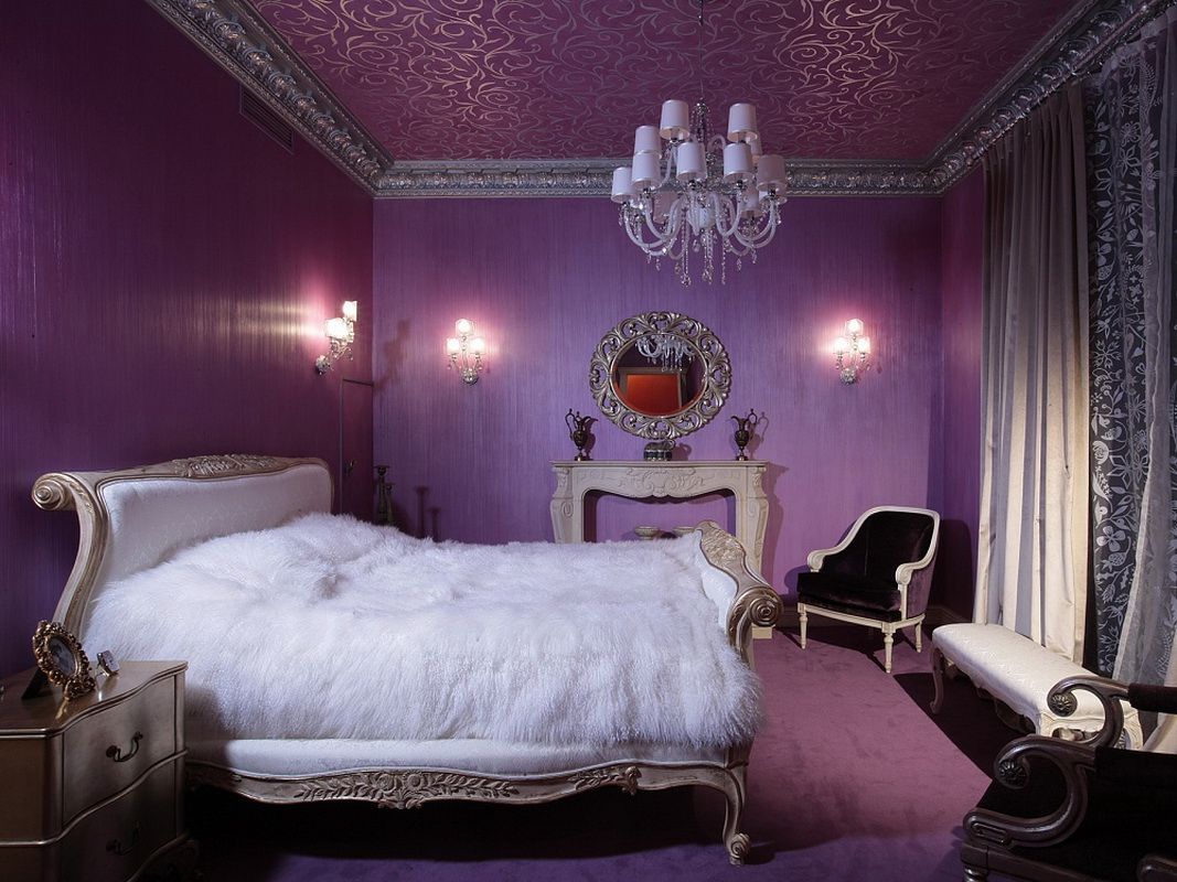 μοβ ιδέες διακόσμηση κρεβατοκάμαρα