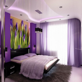 mor yatak odası tasarımı