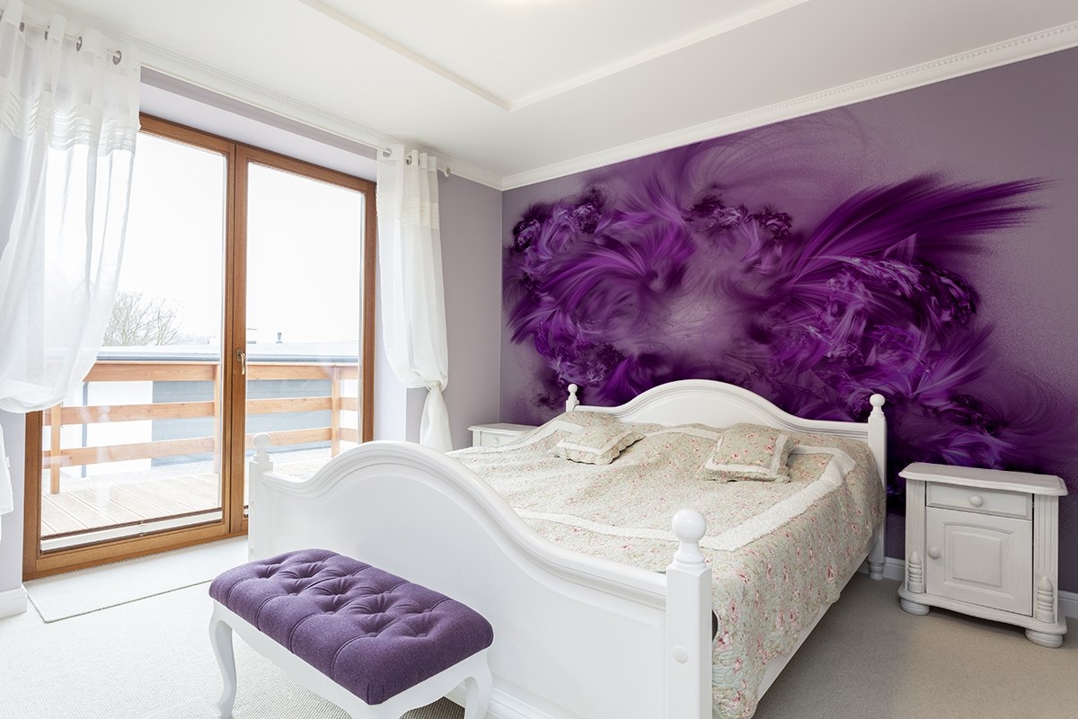 fialové nápady design ložnice