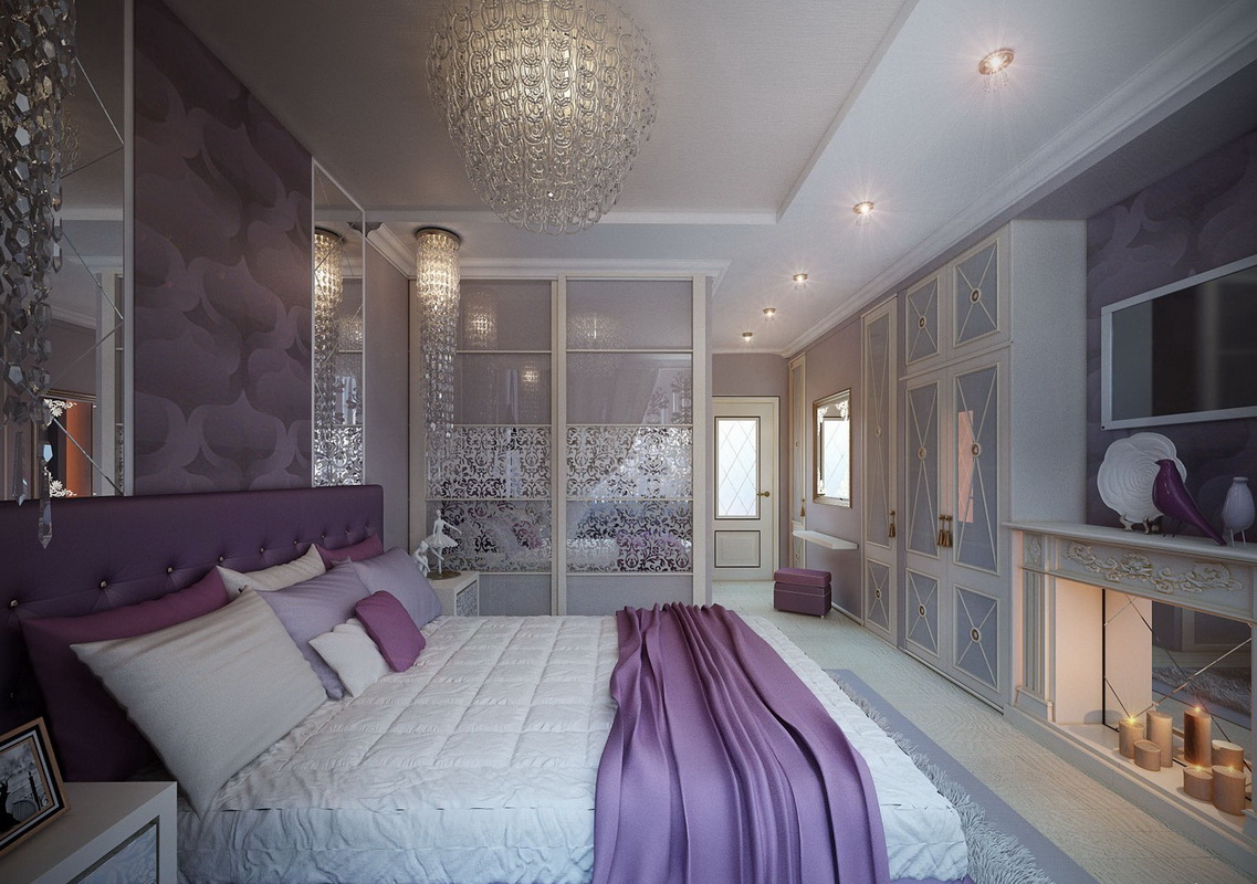 decoració fotogràfica dormitori morat