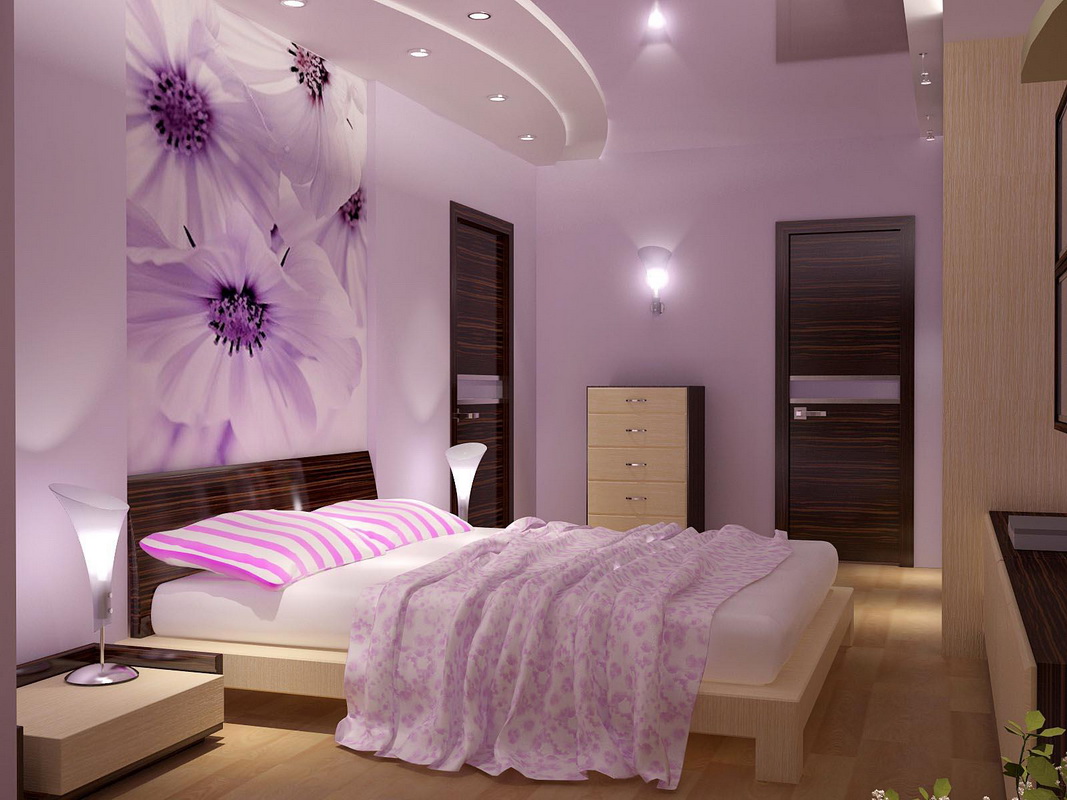 ห้องนอนสีม่วงความคิดความคิด