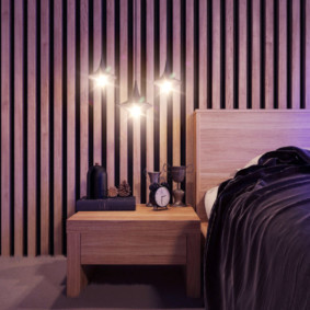 ljubičasti dizajn interijera spavaće sobe