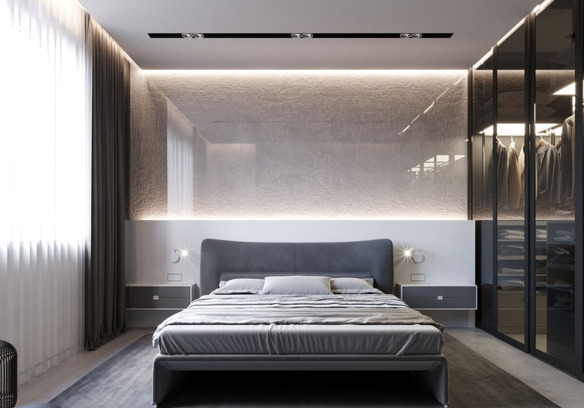 minimalistisk soveværelse seng