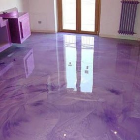 Lilac floor with a glossy surface
