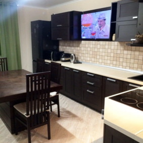 Place for a TV in the interior of the kitchen