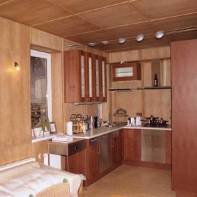 MDF sheet panels in the interior of the kitchen