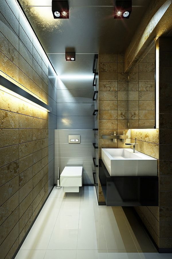 פנסי תקרה בשירותים בסגנון מודרני