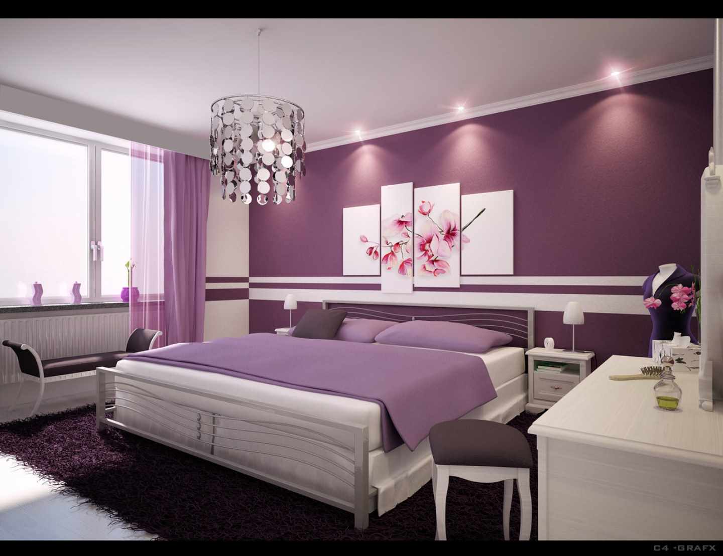 lila háttérkép a hálószobában