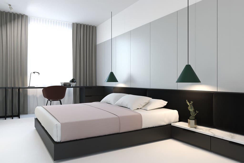 minimalism sovrum foto interiör