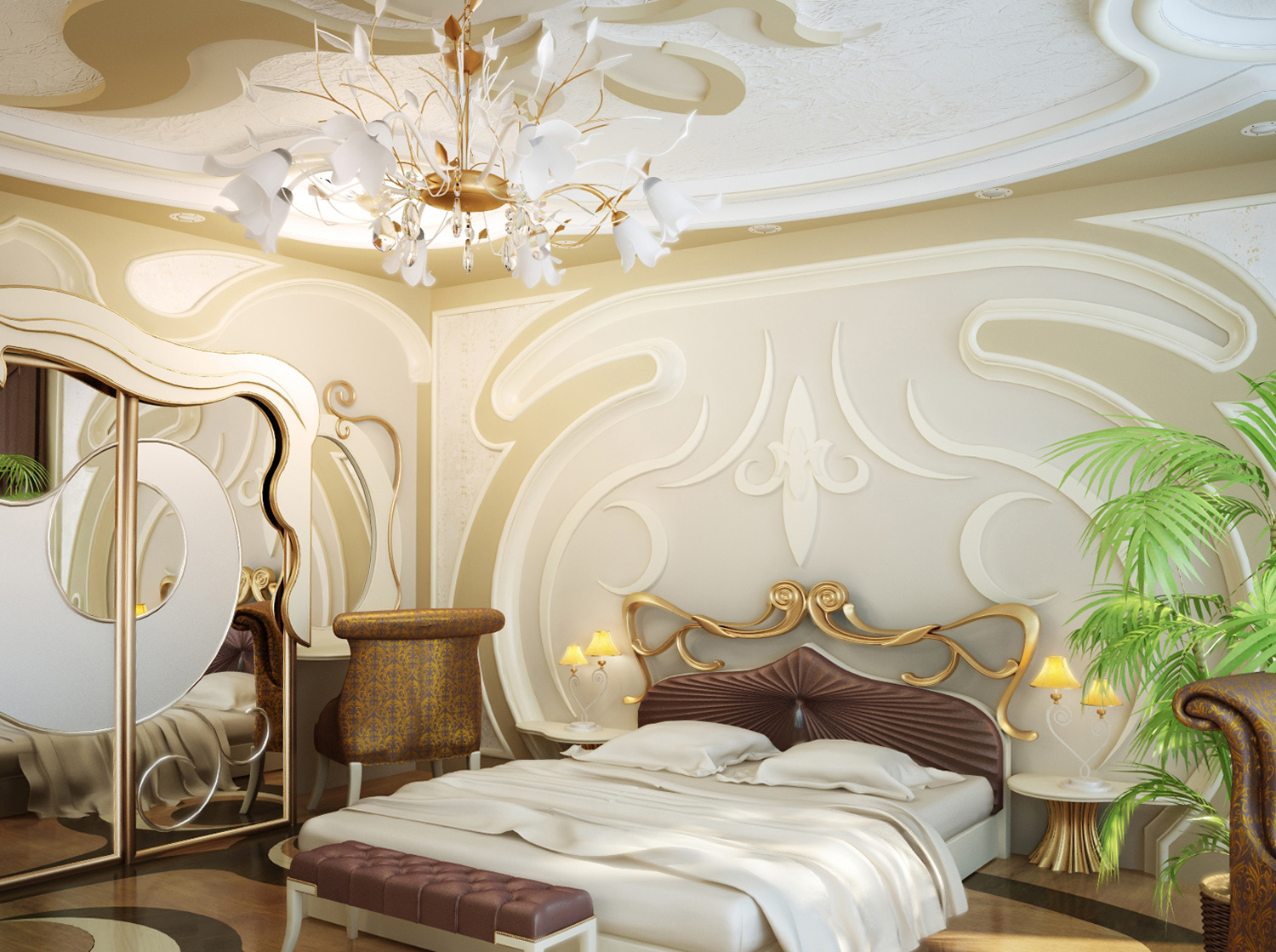 Art Nouveau miegamojo dekoro nuotrauka