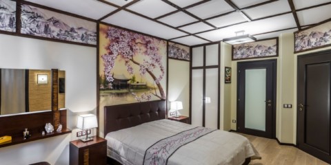 النمط الياباني تصميم غرفة نوم الصورة