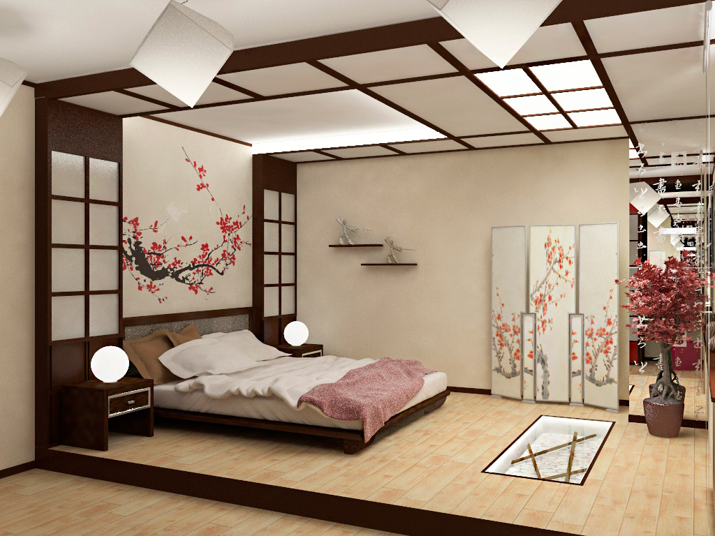 japoniško stiliaus miegamojo interjero idėjos