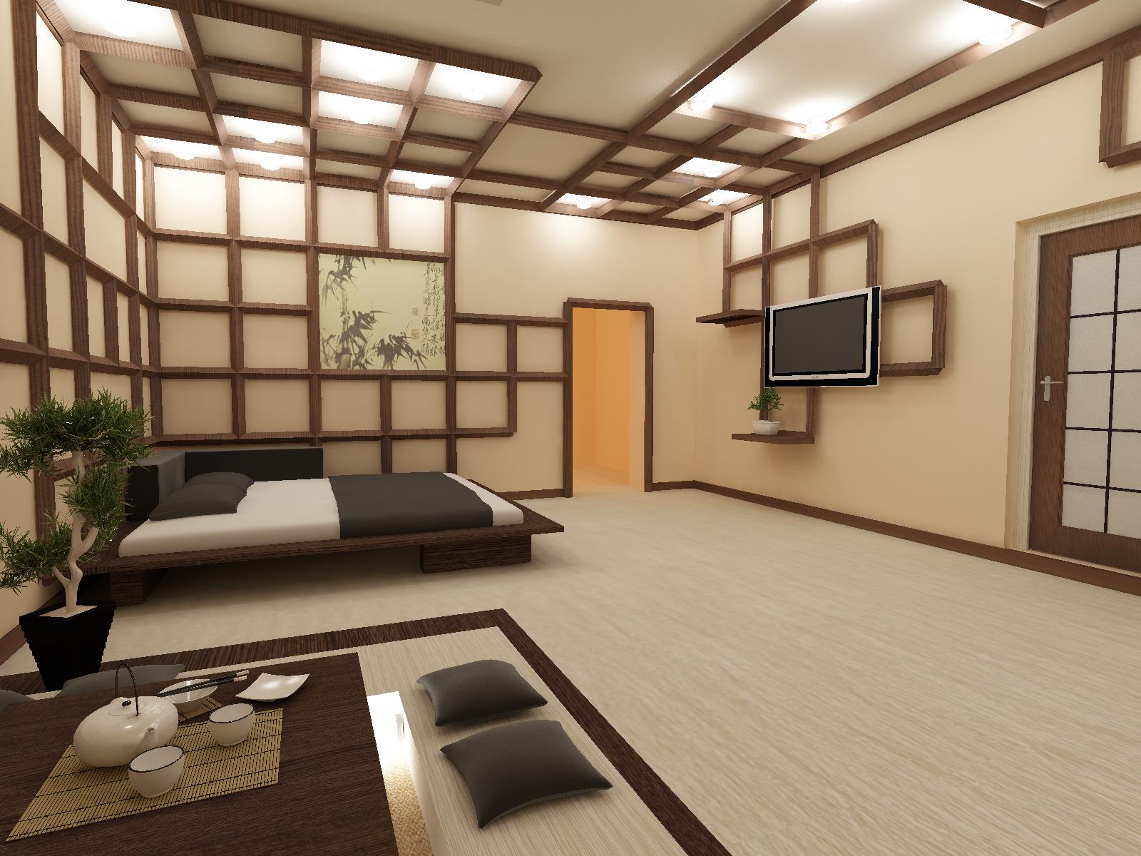 Japāņu stila guļamistabas interjera idejas