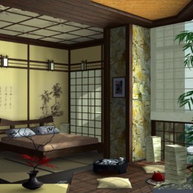 japāņu stila guļamistabas interjera idejas
