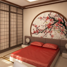 Decoració fotogràfica en dormitori d'estil japonès