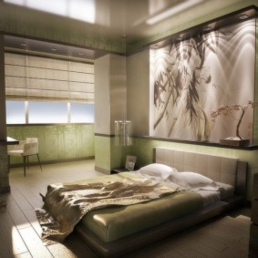 غرفة نوم على الطراز الياباني تطل على الأفكار