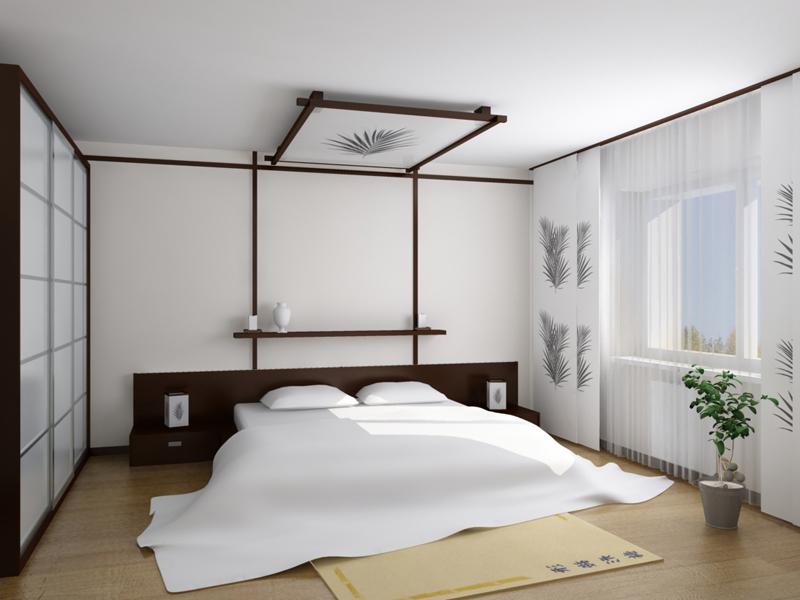 Japāņu stila guļamistabas interjera idejas