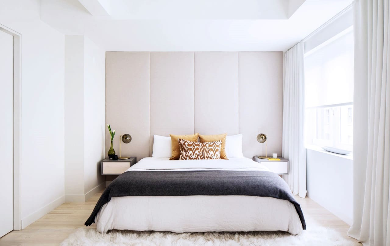 minimalismus textilní ložnice