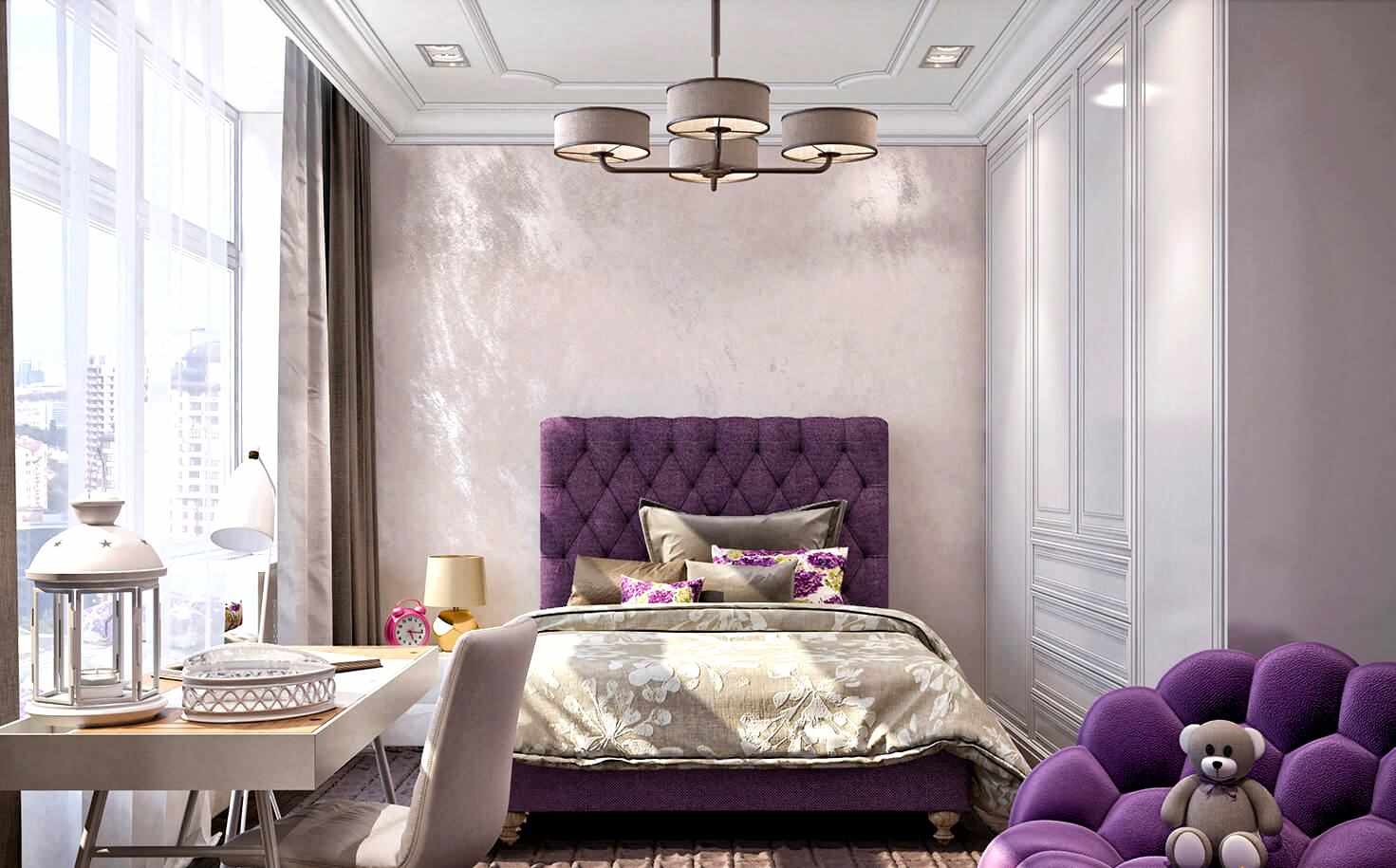 mga pagpipilian sa lilac bedroom