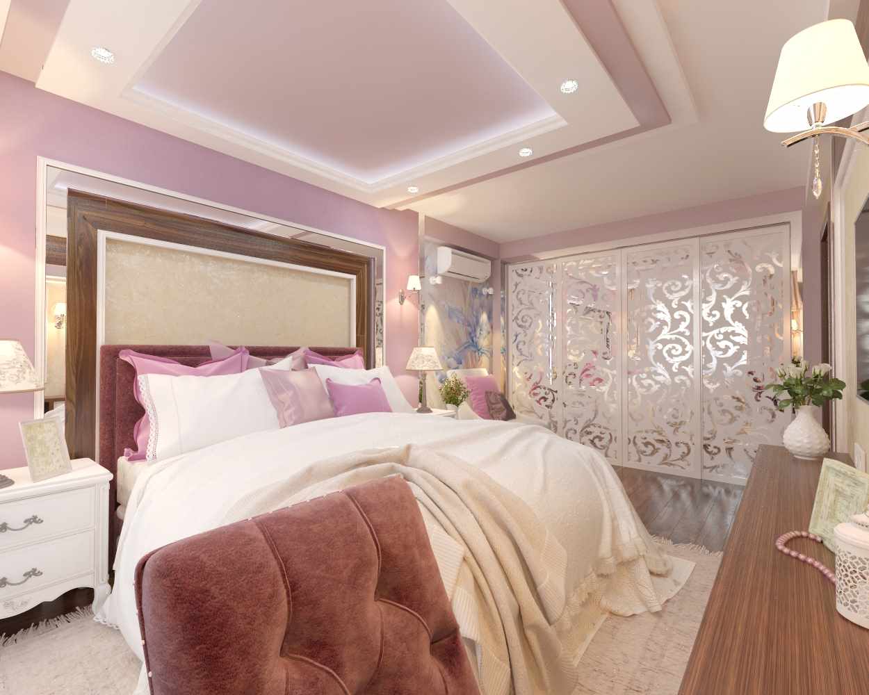 opțiune de proiectare dormitor lila