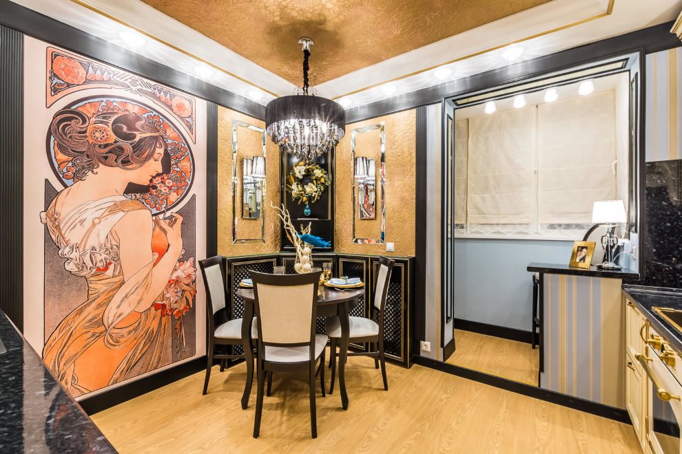 Όμορφο πάνελ στον τοίχο της κουζίνας με το στυλ της Art Deco