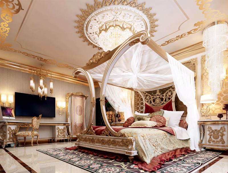 غرفة نوم فاخرة على الطراز التركي