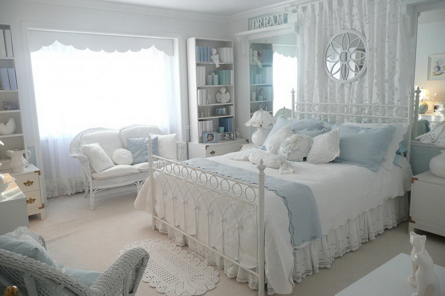 idei de decor al dormitorului alb