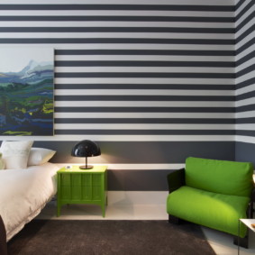bedroom design 11 sq m wallpaper striped