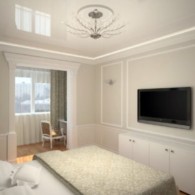 تصميم غرفة نوم 11 متر مربع مع سقف تمتد
