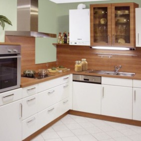 Built-in appliances in the corner kitchen
