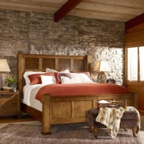Stone wall decoration in the bedroom